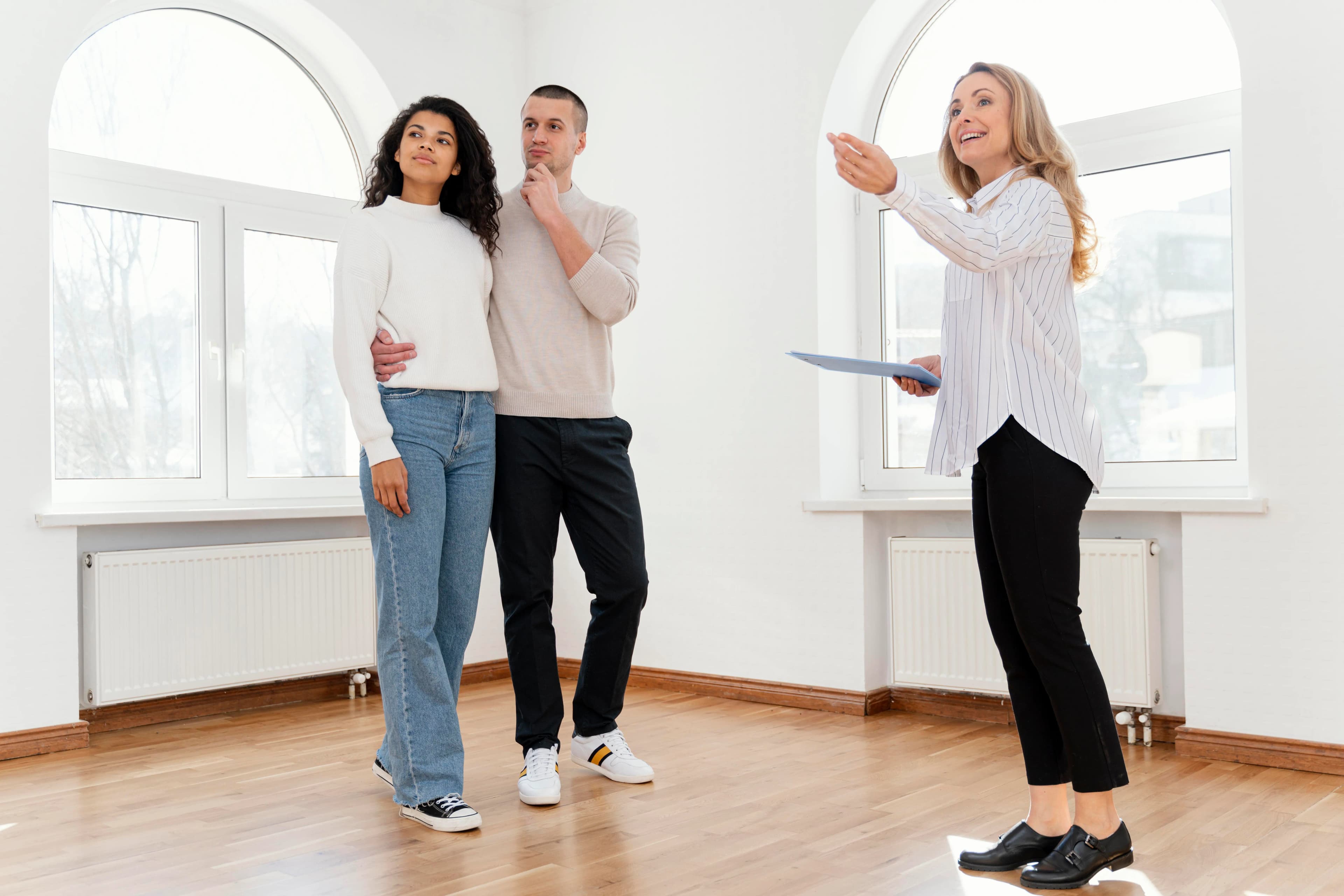 Modern office space with people meeting